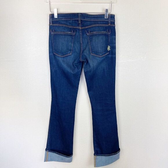 Rich & Skinny Dark Wash Cuffed Bootcut Tapered Denim Jeans Size 27 - Picture 9 of 10